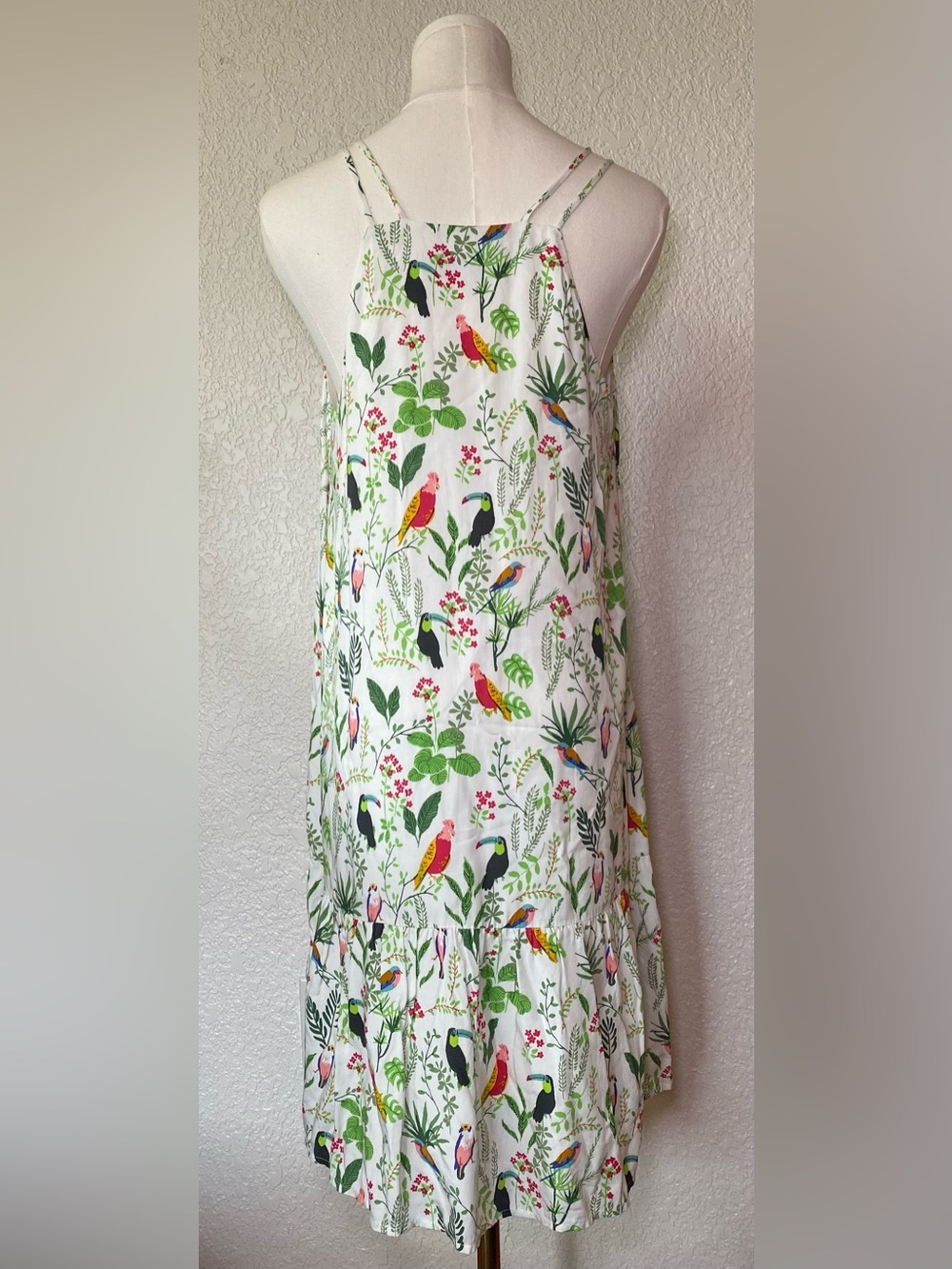 Loft bird print dress women’s size small s - Picture 3 of 7